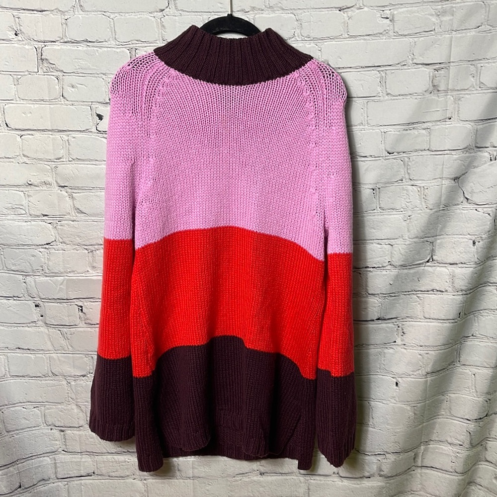 Ann Taylor Pink, Red, and Burgundy Turtleneck Sweater